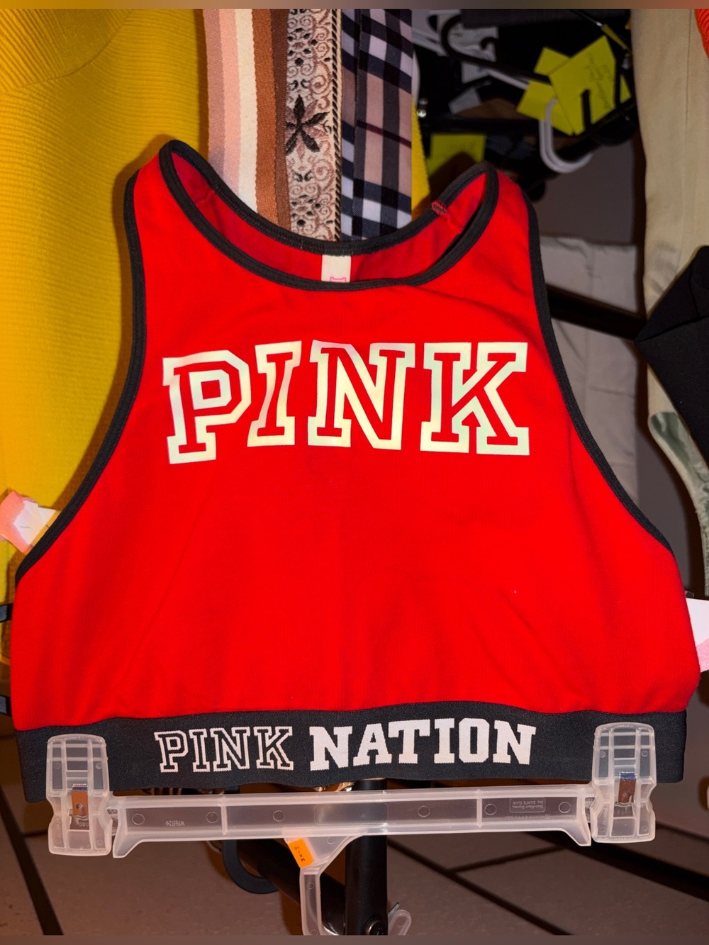 Victoria's Secret PINK Nation Red Sports Top with Pink Logo